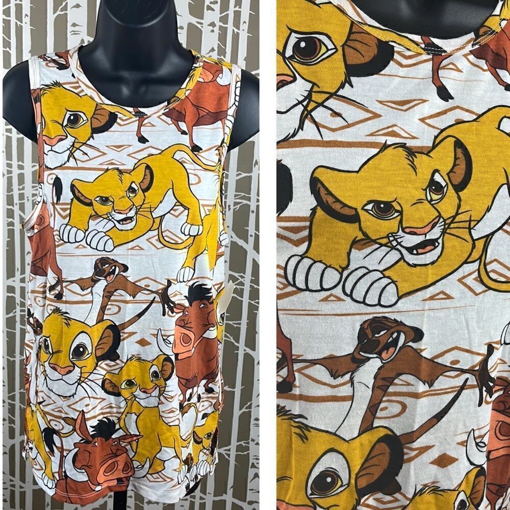 NEW Disney Lion King Tank Top Muscle Tee with baby Simba Timon Pumbaa sz M